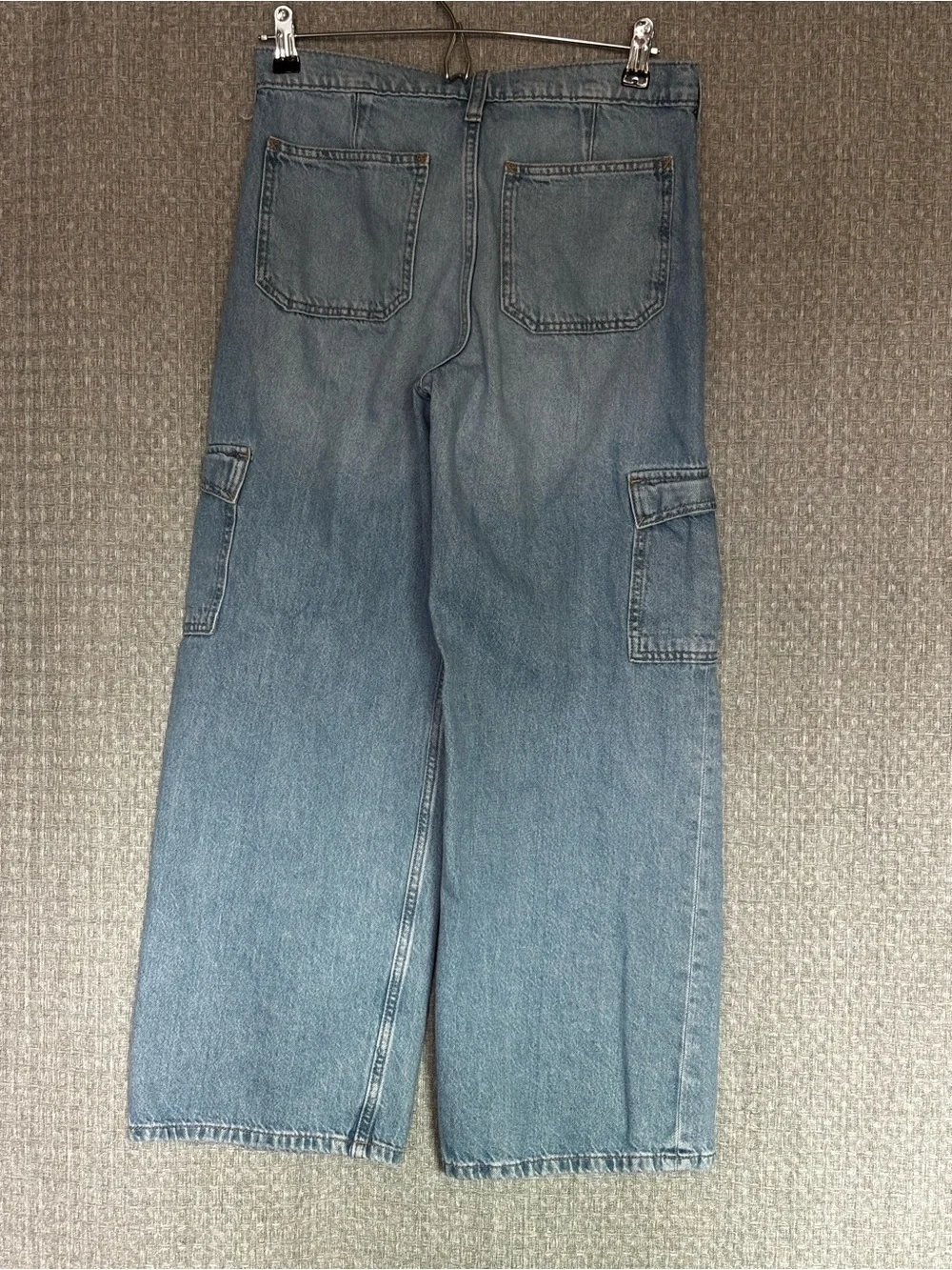 GAP Kids Girls Size 14 Cargo Jeans Wide Leg Baggy Light Wash Denim